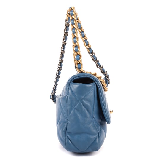 Chanel Classic 19 Flap en Blue Cuero de ternero - Image 4