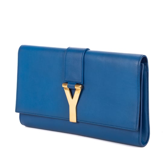 Yves Saint Laurent Ligne-Y Clutch Small en Blue Cuero de ternero - Image 2