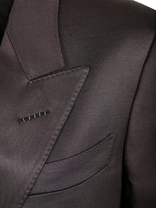 Chaqueta Doble Pecho de Seda y Lana en Twill - Image 3