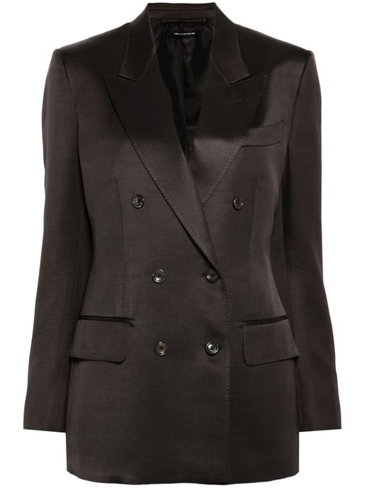 Chaqueta Doble Pecho de Seda y Lana en Twill - Image 4