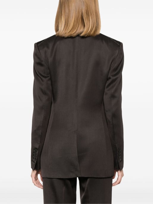 Chaqueta Doble Pecho de Seda y Lana en Twill - Image 5