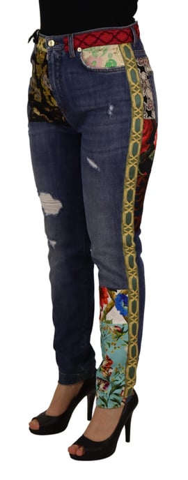 Jeans de Mezclilla Desgastados Floral Patch de Dolce Gabbana - Image 3