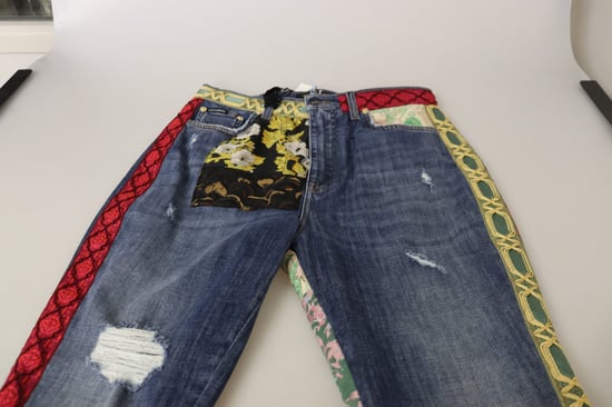 Jeans de Mezclilla Desgastados Floral Patch de Dolce Gabbana - Image 6