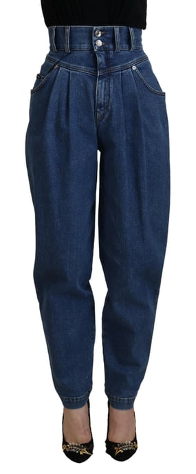 Jeans de mezclilla de tiro alto con pliegues - Image 1