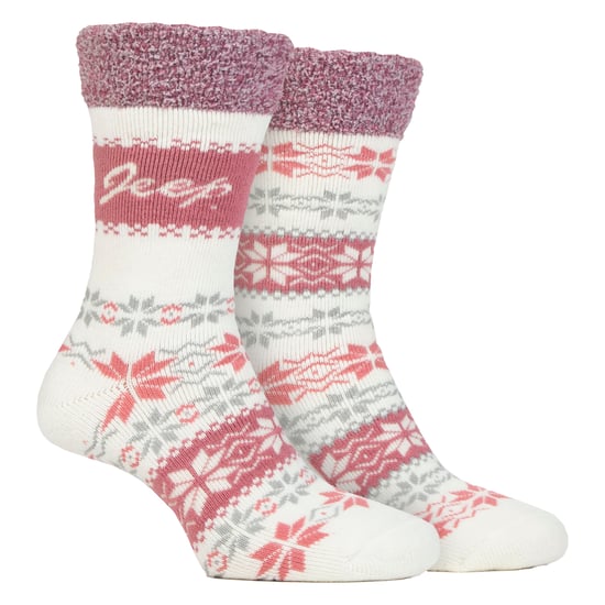 2 Pares de Calcetines Térmicos con Diseño Fairisle para Damas, Calcetines Cálidos de Invierno - Image 1