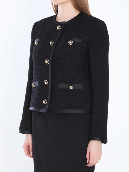 Chaqueta corta de tweed bouclé de un solo botón - Image 2