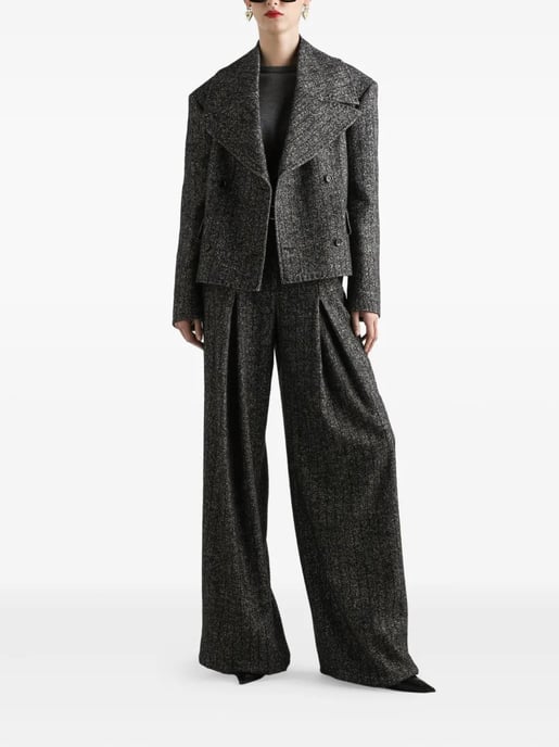Chaqueta corta de rayas oversized gris oscuro - Image 1