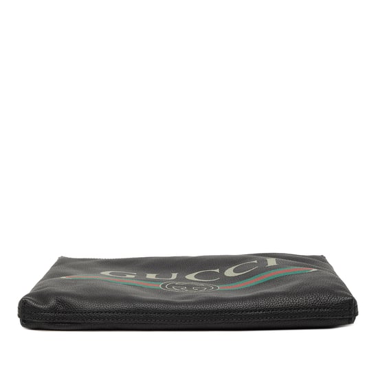 Cartera de mano con logo de cuero mediana de segunda mano - Image 3