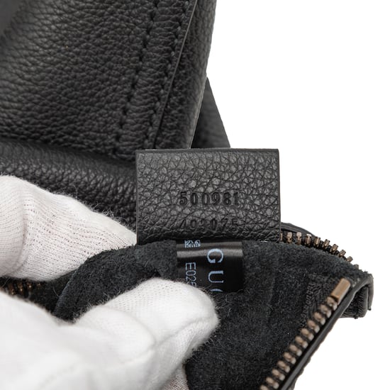 Cartera de mano con logo de cuero mediana de segunda mano - Image 6