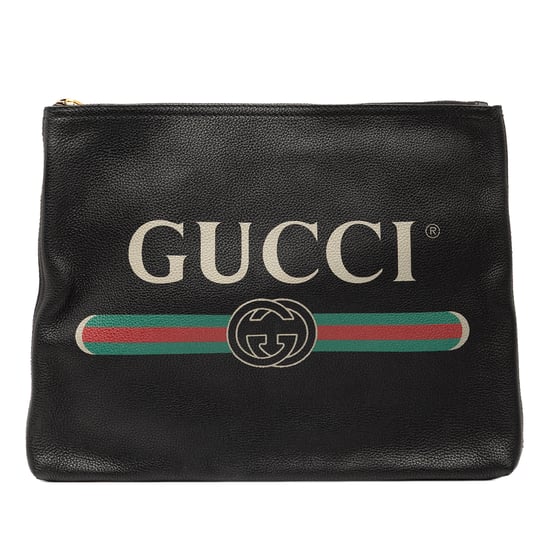 Cartera Clutch de Cuero con Logo de Talla Mediana de Segunda Mano - Image 1