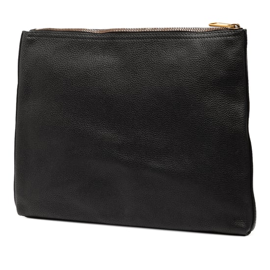 Cartera Clutch de Cuero con Logo de Talla Mediana de Segunda Mano - Image 2