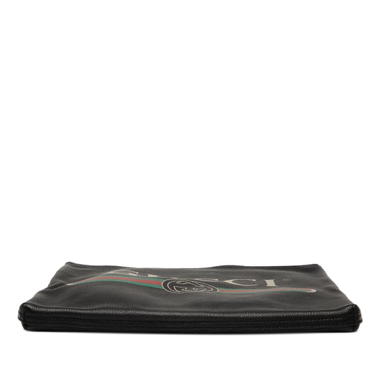 Cartera Clutch de Cuero con Logo de Talla Mediana de Segunda Mano - Image 3