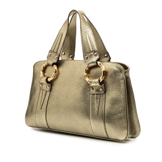 Bolso de mano de metal bambú de piel de ternera metálica de segunda mano - Image 2