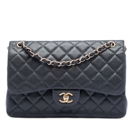 Bolso Jumbo Clásico Caviar Doble Pliegue de Segunda Mano - Image 1