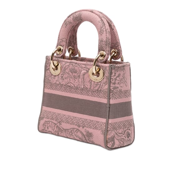 Mini Tote De Jouy Lady D Lite de Segunda Mano con Bordado en Lona - Image 2