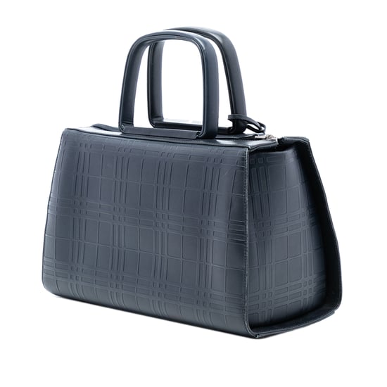 Bolso de mano de cuero grabado con cheque de casa de segunda mano - Image 2