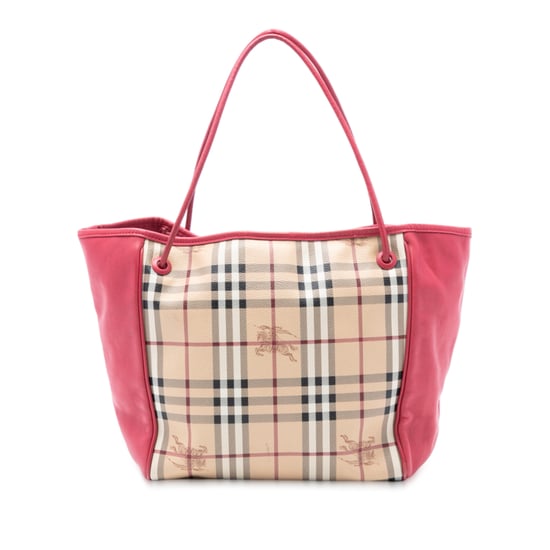 Bolso Canterbury de lienzo recubierto con cuadro Haymarket y detalles en cuero, de segunda mano - Image 2