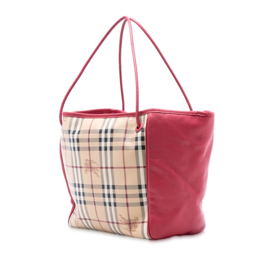 Bolso Canterbury de lienzo recubierto con cuadro Haymarket y detalles en cuero, de segunda mano - Image 3