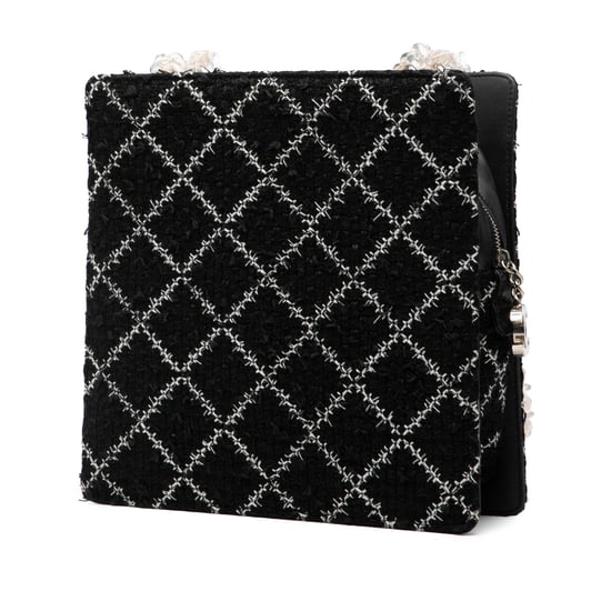 Bolso de compra de cadena con cremallera de tweed y resina de segunda mano - Image 2