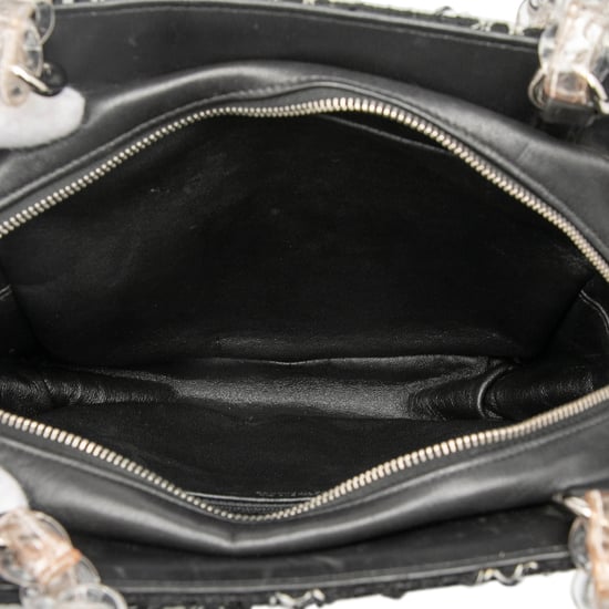 Bolso de compra de cadena con cremallera de tweed y resina de segunda mano - Image 4