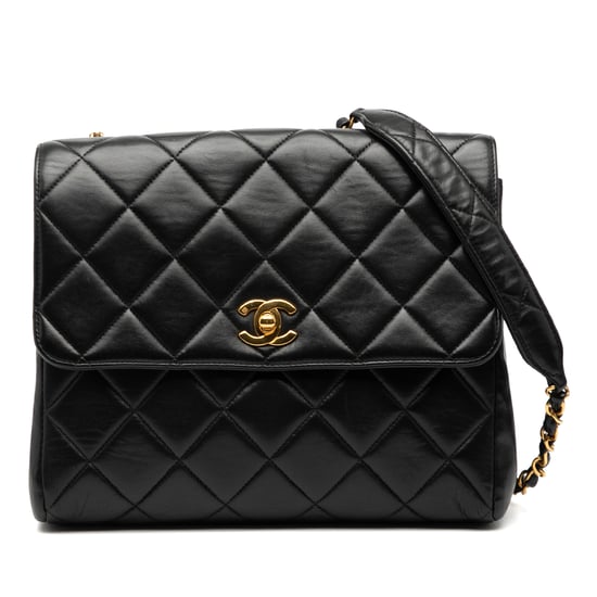 Bolso de piel de cordero pequeño cuadrado de segunda mano con solapa recta sencilla - Image 1