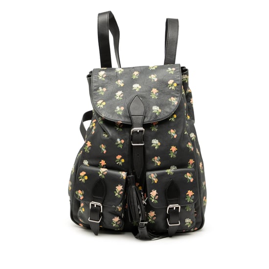 Mochila de festival de cuero preusado con estampado floral pradera - Image 1