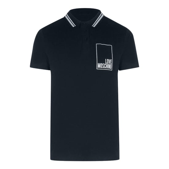 Polo Azul Marino Love Moschino Con Logo Pequeño En Recuadro Blanco - Image 2