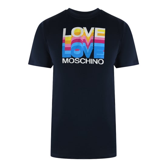 Camiseta Azul Marino Love Moschino Con Logotipo Grande Y Colorido De Love - Image 1