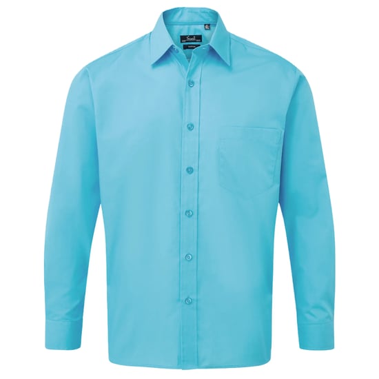 Premier Mens Poplin Long-Sleeved Shirt (Turquoise) - Image 1