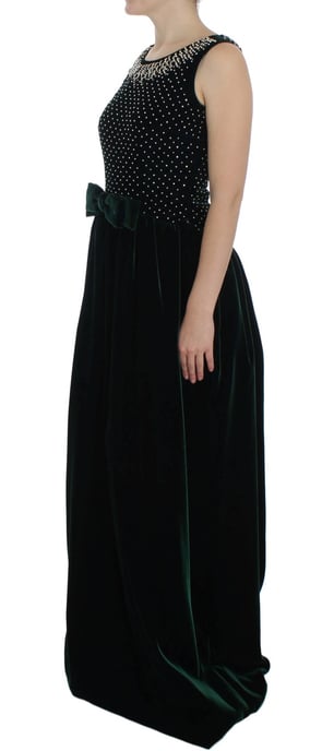 Vestido Largo de Terciopelo con Cuello Embellecido - Image 2