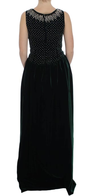 Vestido Largo de Terciopelo con Cuello Embellecido - Image 3
