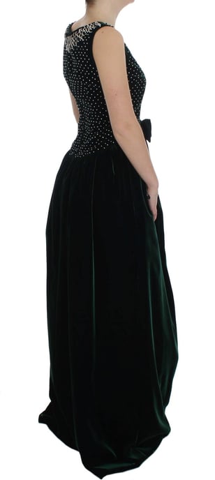 Vestido Largo de Terciopelo con Cuello Embellecido - Image 4