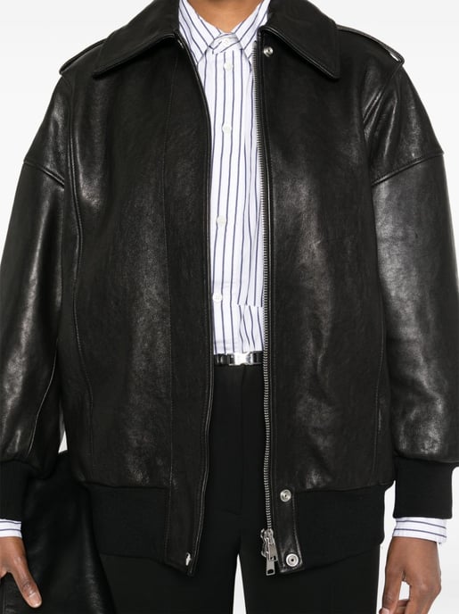 Chaqueta de Cuero Negra con Hombreras - Image 1