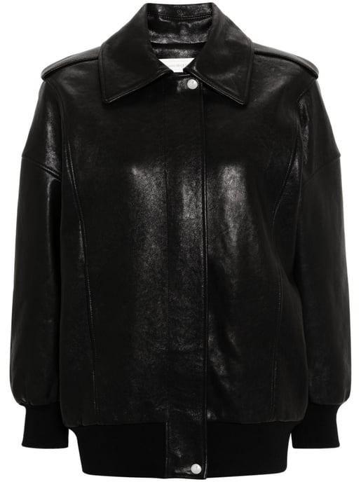 Chaqueta de Cuero Negra con Hombreras - Image 2