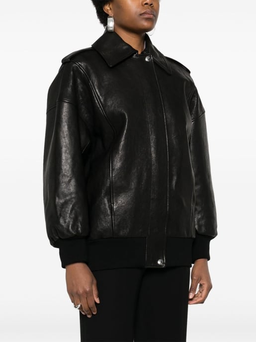 Chaqueta de Cuero Negra con Hombreras - Image 3