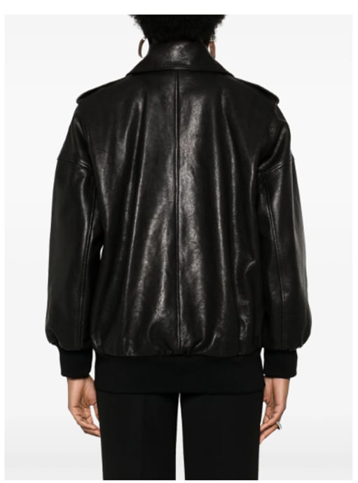 Chaqueta de Cuero Negra con Hombreras - Image 4