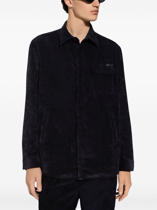 Camisa de botones de pana elástica negra - Image 2