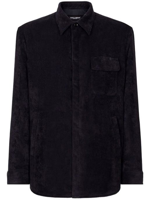 Camisa de botones de pana elástica negra - Image 3