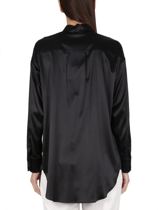 Camisa de Sarga de Seda Elástica de Corte Holgado - Image 5