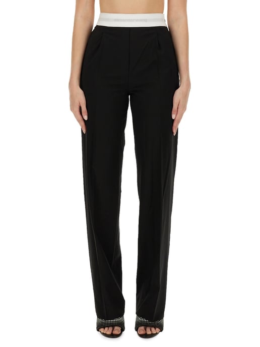 Pantalón Plisado de Cintura Alta con Elástico con Logo - Image 1