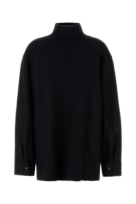 Blusa de Mezcla de Lana Negra - Image 1