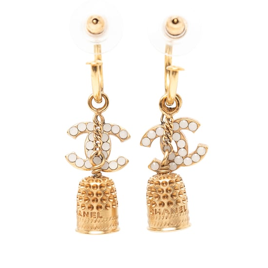 Pendientes de Campana Colgantes de Esmalte CC Chapados en Oro de Segunda Mano - Image 2