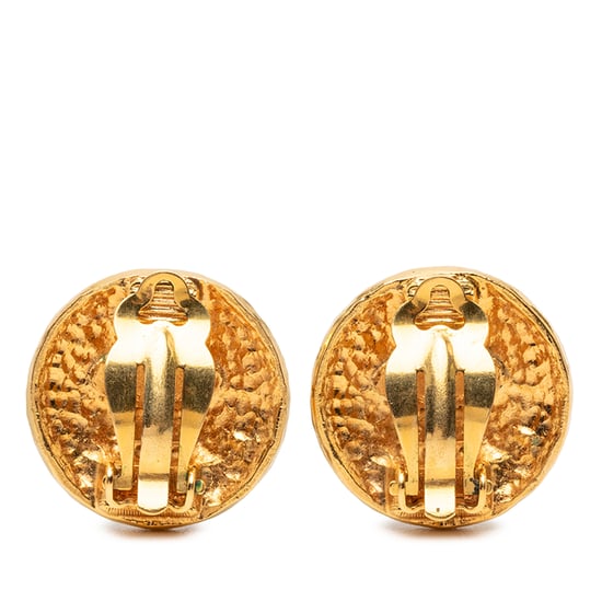 Pendientes Clip On de Medallón de Escudo de Armas Baño de Oro de Segunda Mano - Image 2
