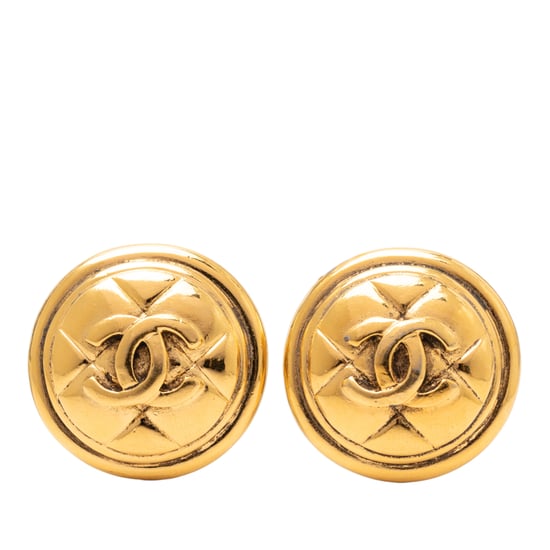 Pendientes Colgantes Redondos Acolchados Cc Baño de Oro de Segunda Mano - Image 1
