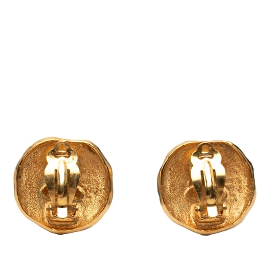 Pendientes de clip en forma de logo y león chapados en oro de segunda mano - Image 2