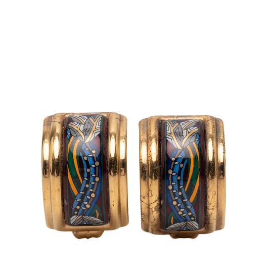 Pendientes de Clip de Cloisonné de Esmalte de Segunda Mano - Image 1