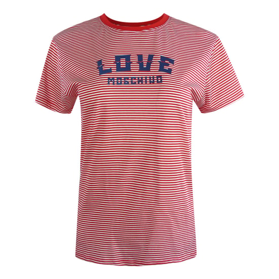 Camiseta De Rayas Rojas Y Blancas Con Logo Azul De Love Moschino - Image 1