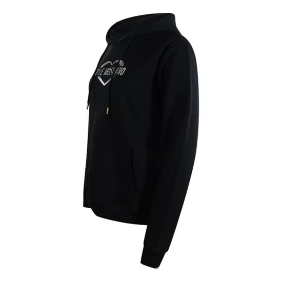 Sudadera Con Capucha Negra Love Moschino Con Logotipo De Corazón Plateado - Image 2