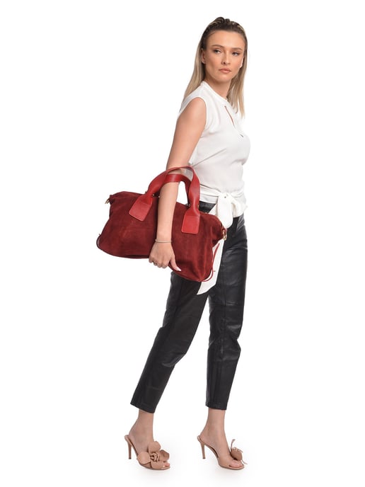 Anna Luchini Rojo Bolso de cuero - Image 5