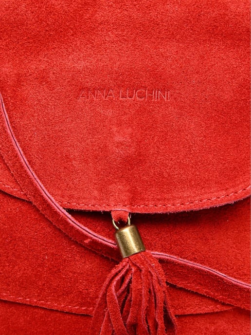 Anna Luchini Rojo Bolso de cuero - Image 3